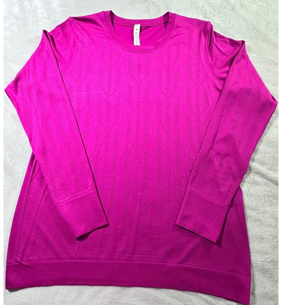 Lululemon Swiftly Tech Long Sleeve 2.0 Pink Magenta Mesh Workout Top Size 12